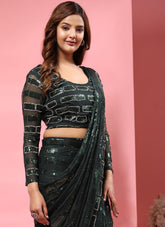 Ataractic Looking Green Colour Party Wear Saree